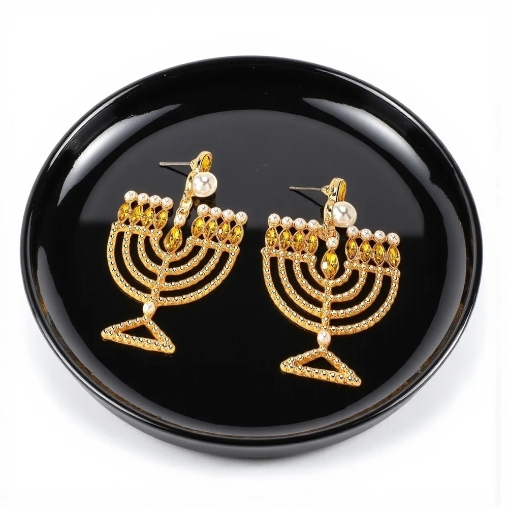 Shine Bright with Sparkling Menorah Earrings – Perfect for Hanukkah Celebrations